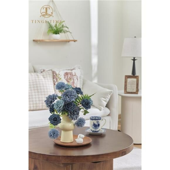 Dusty Blue Artificial Roses Combo Box Fake Flowers for Wedding Bouquets Centerpi - Picture 3 of 8